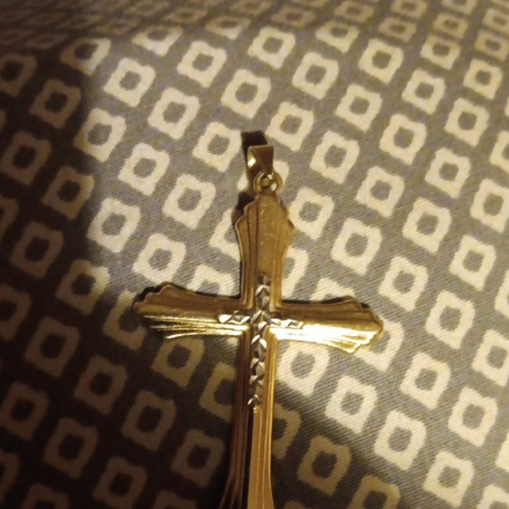 Ralph Lauren Double RL Gold Cross Pendant 10 Kt Gold It Says Peru On It